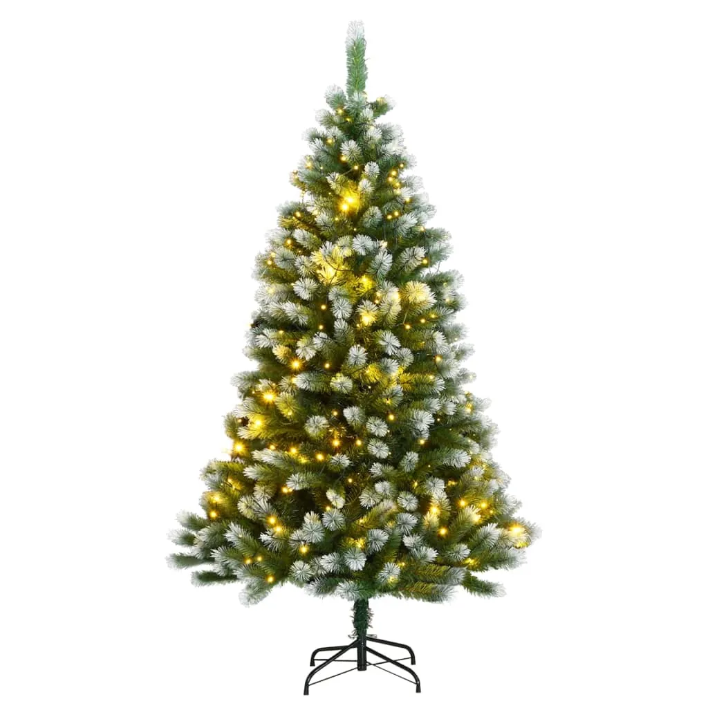 vidaXL Albero Natale Artificiale Cerniera 300 LED Neve Floccata 180 cm