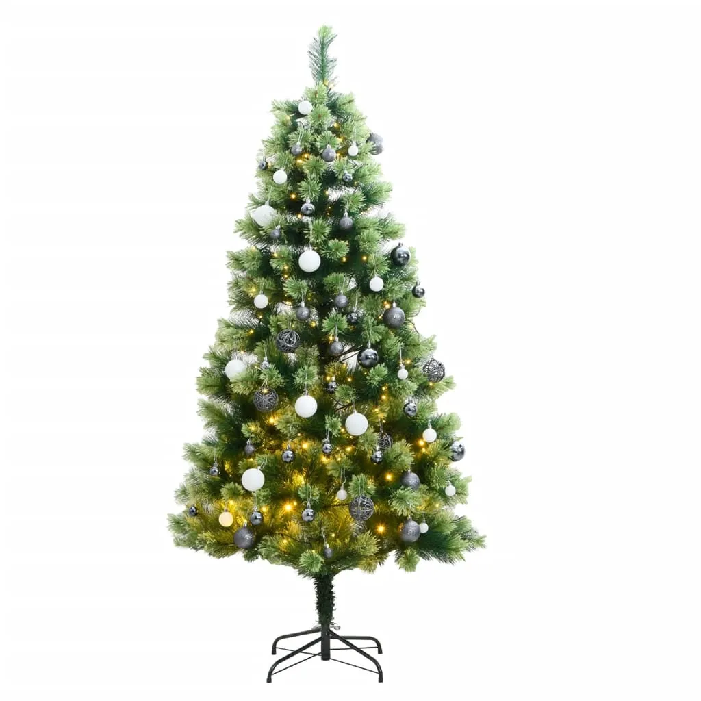 vidaXL Albero Natale Incernierato con 300 LED e Palline 180 cm