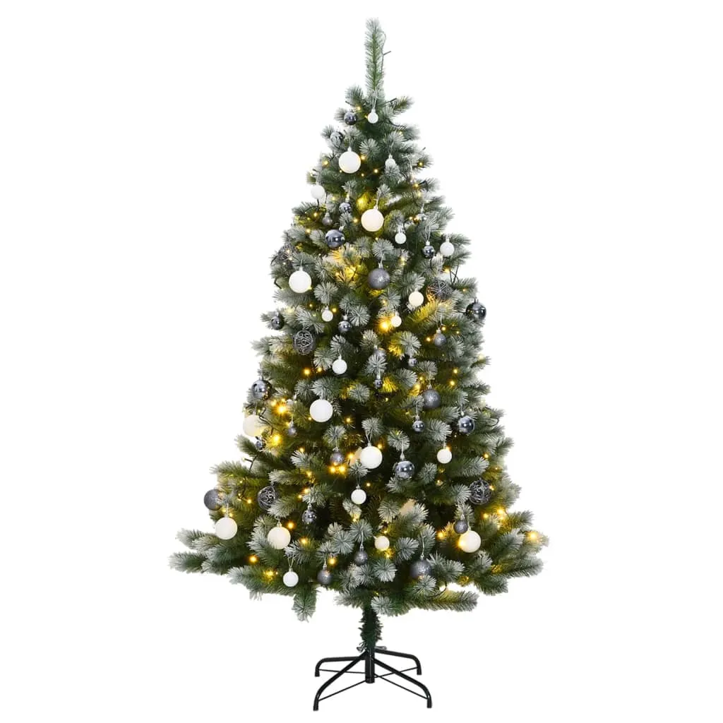 vidaXL Albero Natale Incernierato con 300 LED e Palline 210 cm