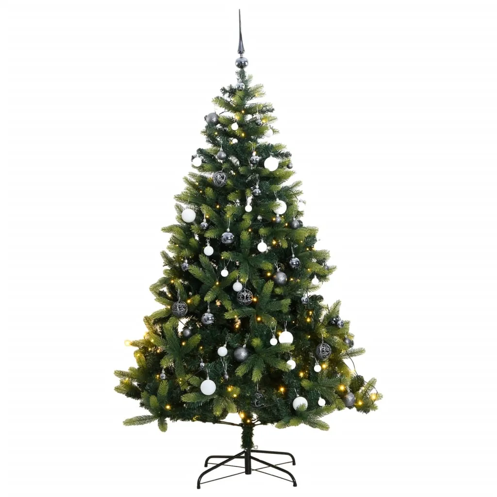 vidaXL Albero Natale Incernierato con 300 LED e Palline 180 cm