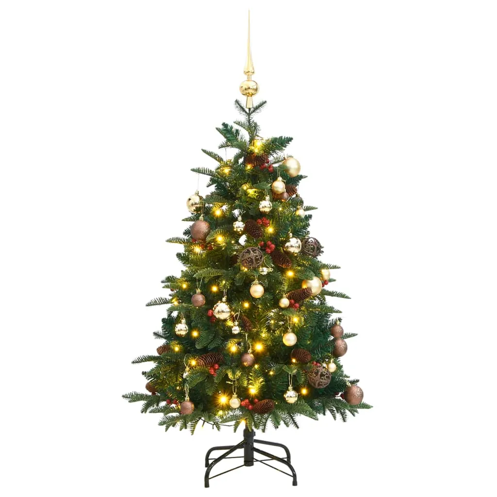 vidaXL Albero Natale Incernierato con 150 LED e Palline 120 cm