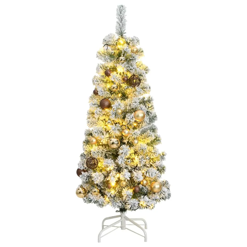 vidaXL Albero Natale Incernierato con 150 LED e Palline 120 cm