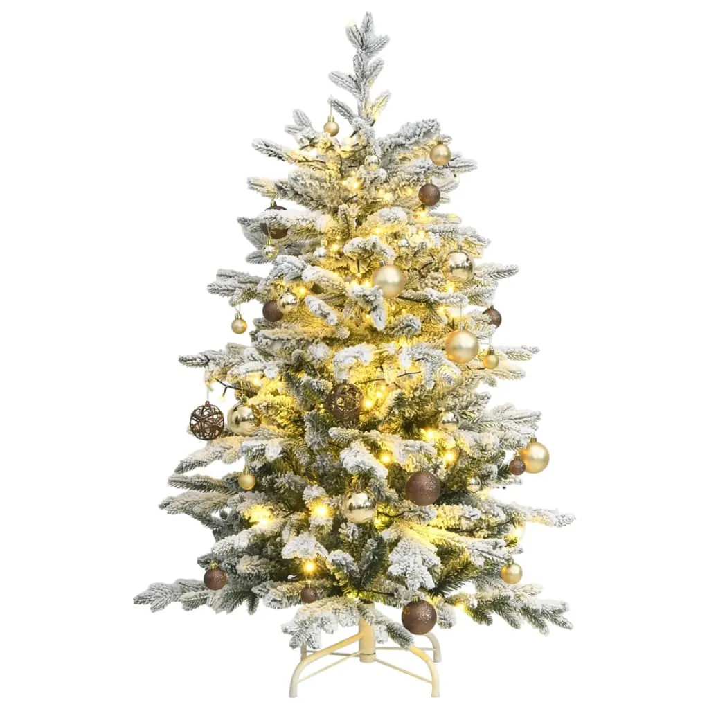 vidaXL Albero Natale Incernierato con 150 LED e Palline 120 cm