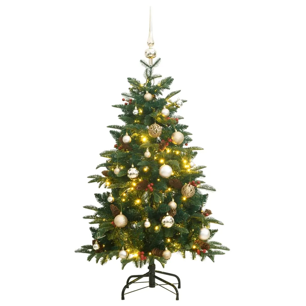 vidaXL Albero Natale Incernierato con 150 LED e Palline 120 cm