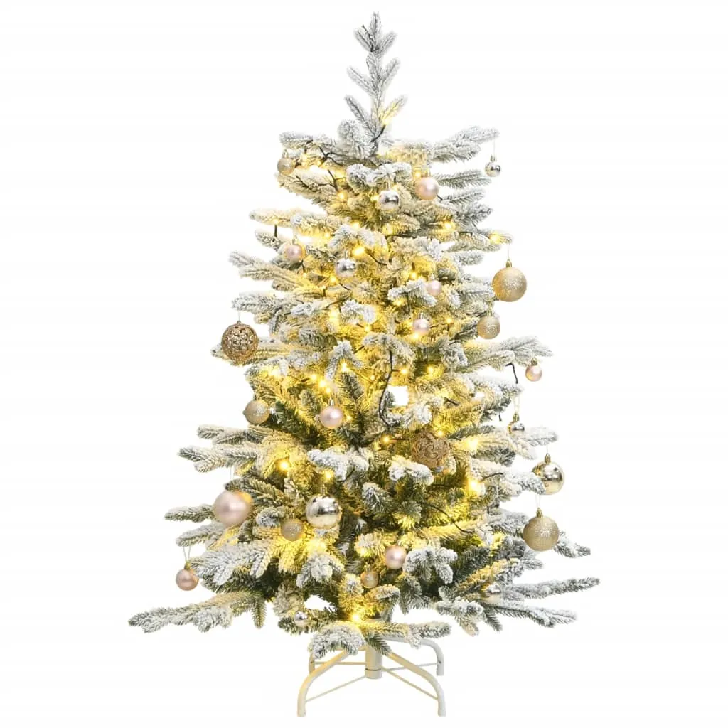 vidaXL Albero Natale Incernierato con 150 LED e Palline 120 cm