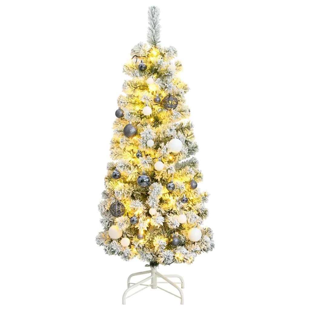 vidaXL Albero Natale Incernierato con 150 LED e Palline 120 cm