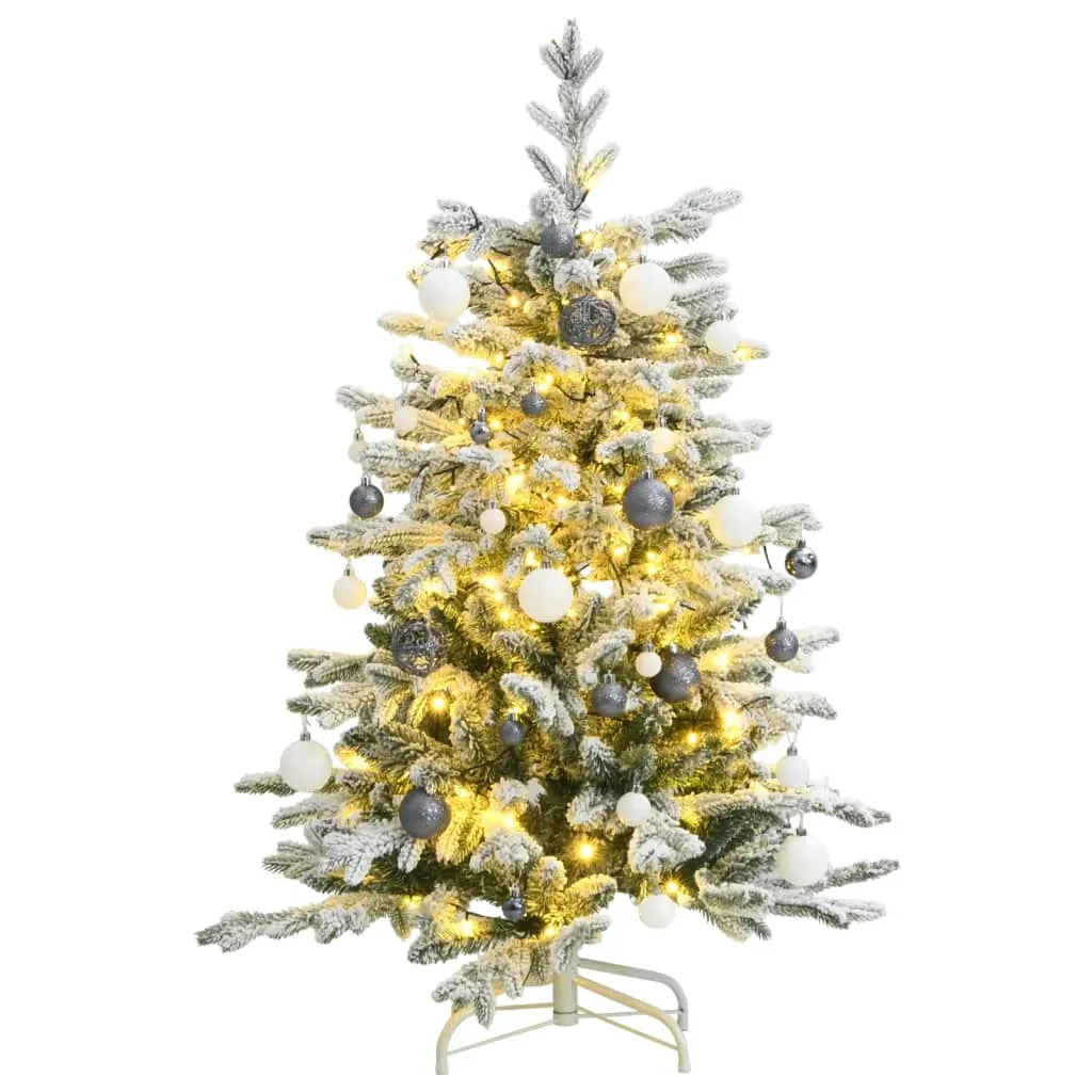 vidaXL Albero Natale Incernierato con 150 LED e Palline 120 cm