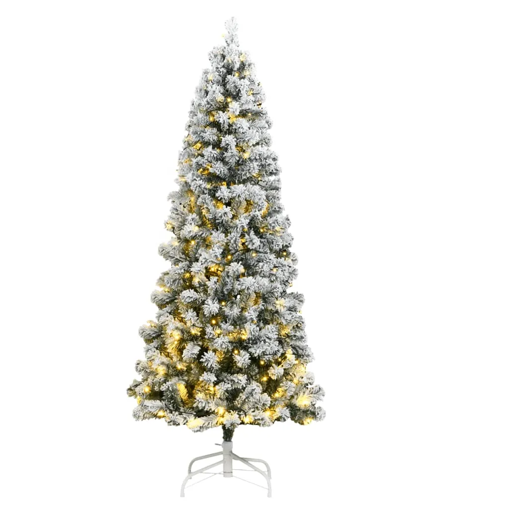 vidaXL Albero Natale Artificiale Cerniera 300 LED Neve Floccata 180 cm