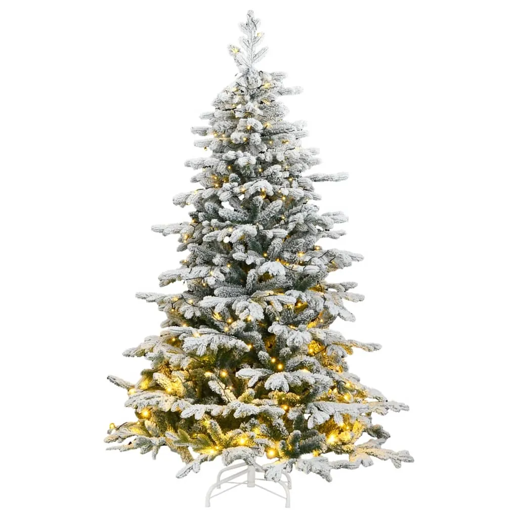 vidaXL Albero Natale Artificiale Cerniera 300 LED Neve Floccata 180 cm