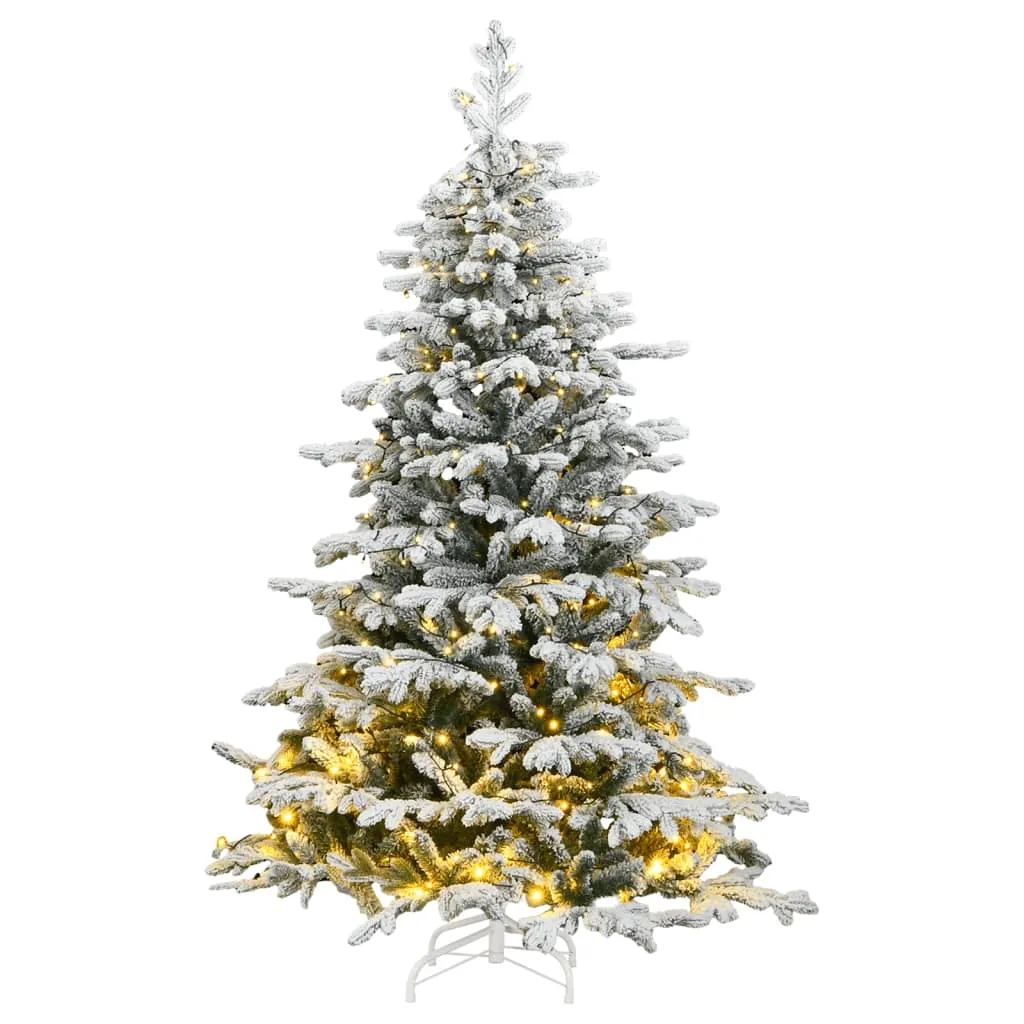 vidaXL Albero Natale Artificiale Cerniera 300 LED Neve Floccata 210 cm