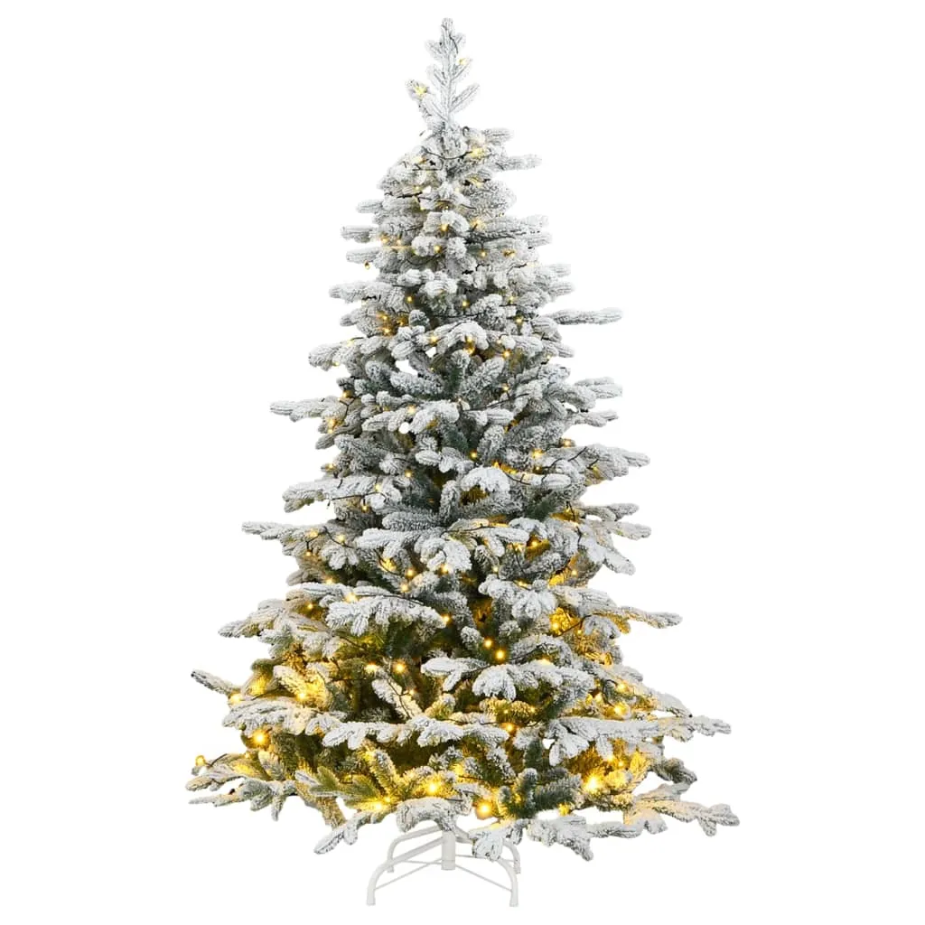 vidaXL Albero Natale Artificiale Cerniera 300 LED Neve Floccata 240 cm