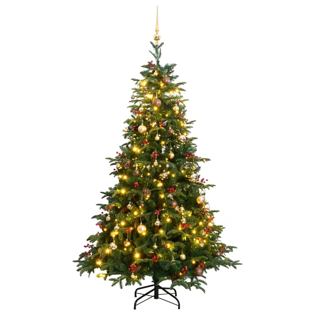 vidaXL Albero Natale Incernierato con 300 LED e Palline 180 cm