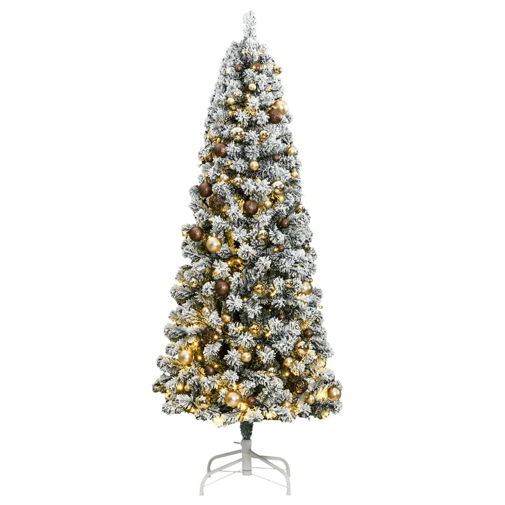 vidaXL Albero Natale Incernierato con 300 LED e Palline 180 cm