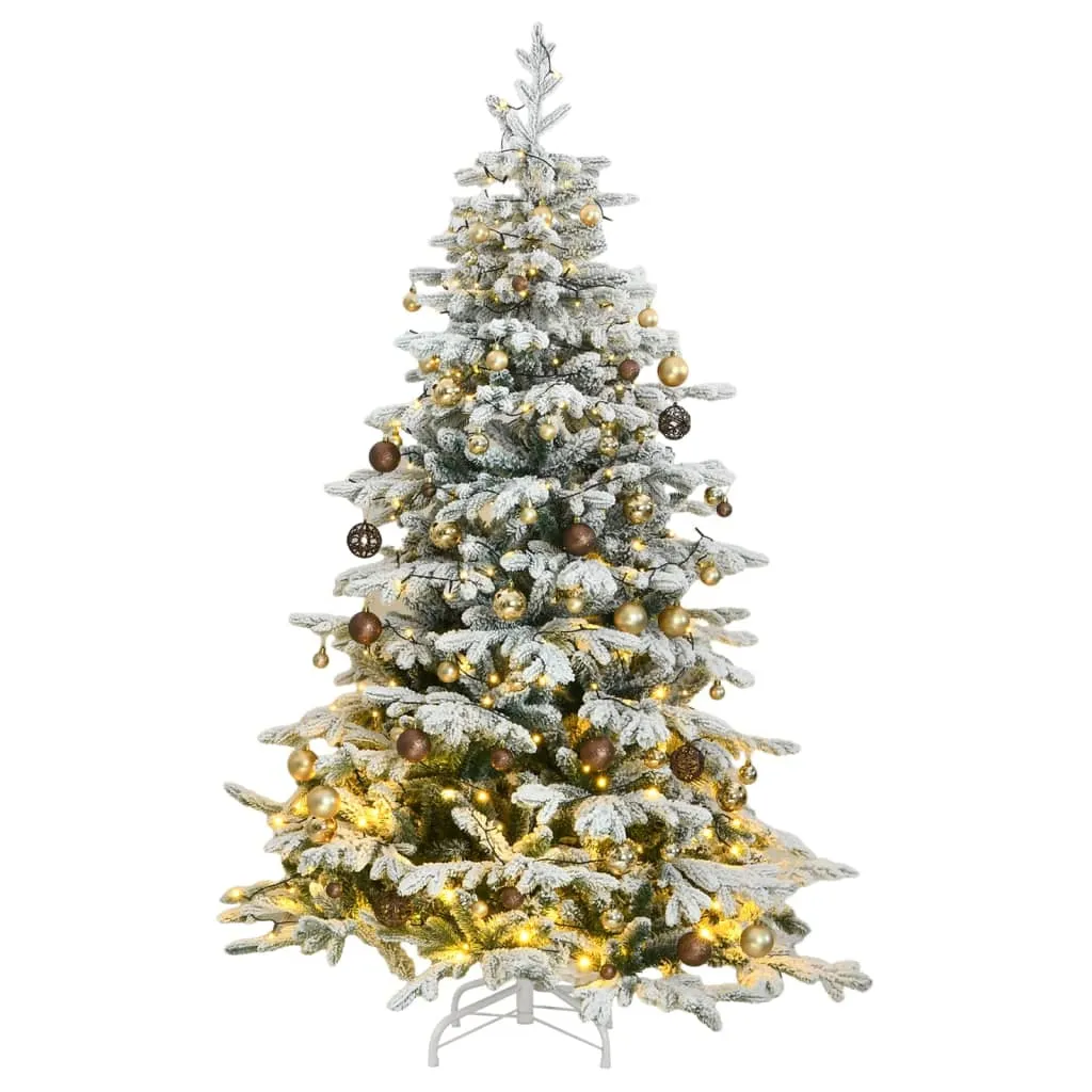 vidaXL Albero Natale Incernierato con 300 LED e Palline 180 cm