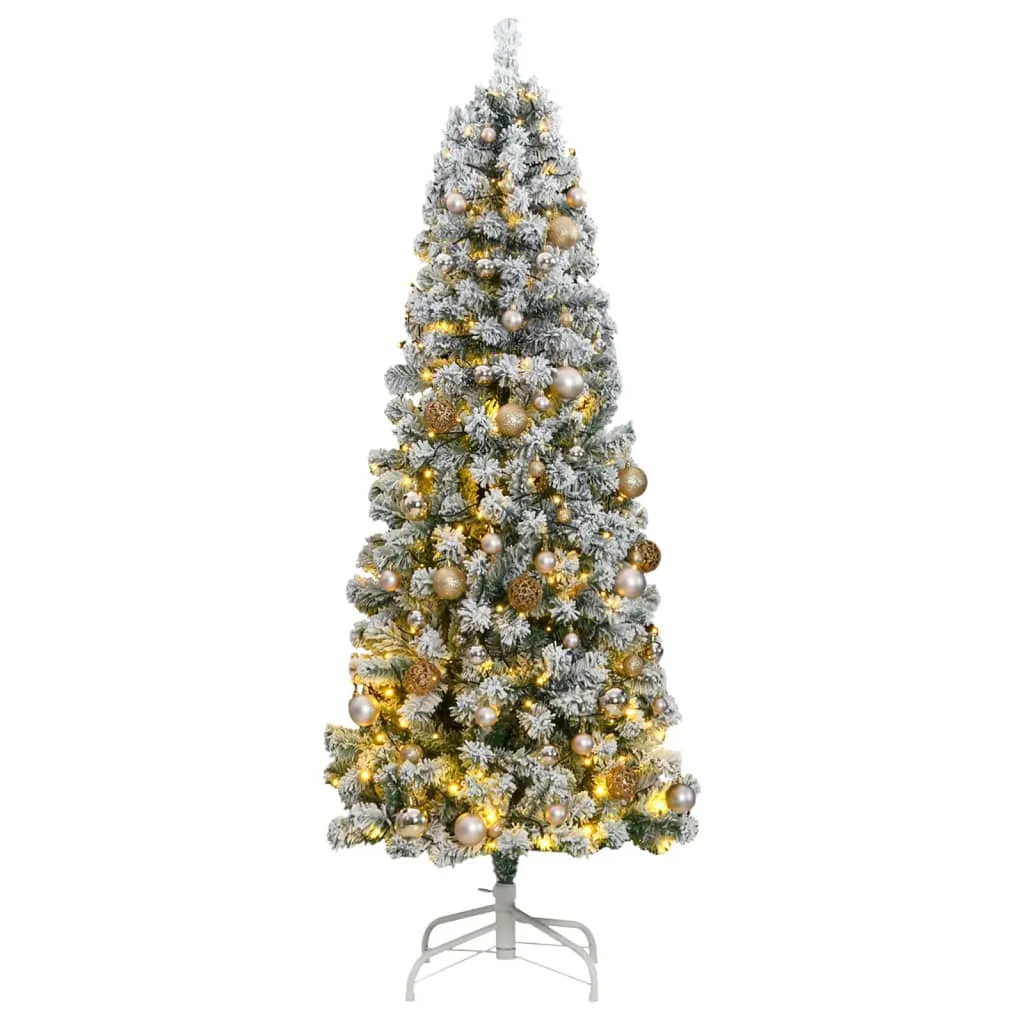 vidaXL Albero Natale Incernierato con 300 LED e Palline 180 cm