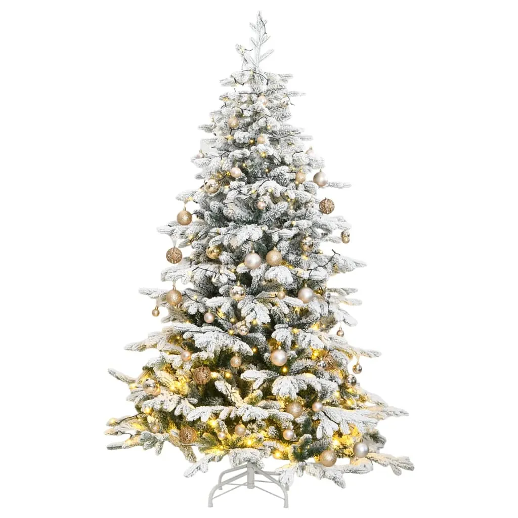 vidaXL Albero Natale Incernierato con 300 LED e Palline 180 cm