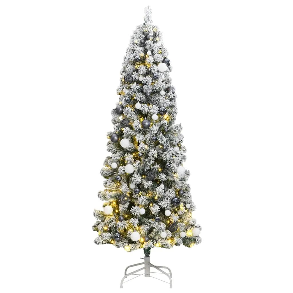 vidaXL Albero Natale Incernierato con 300 LED e Palline 180 cm