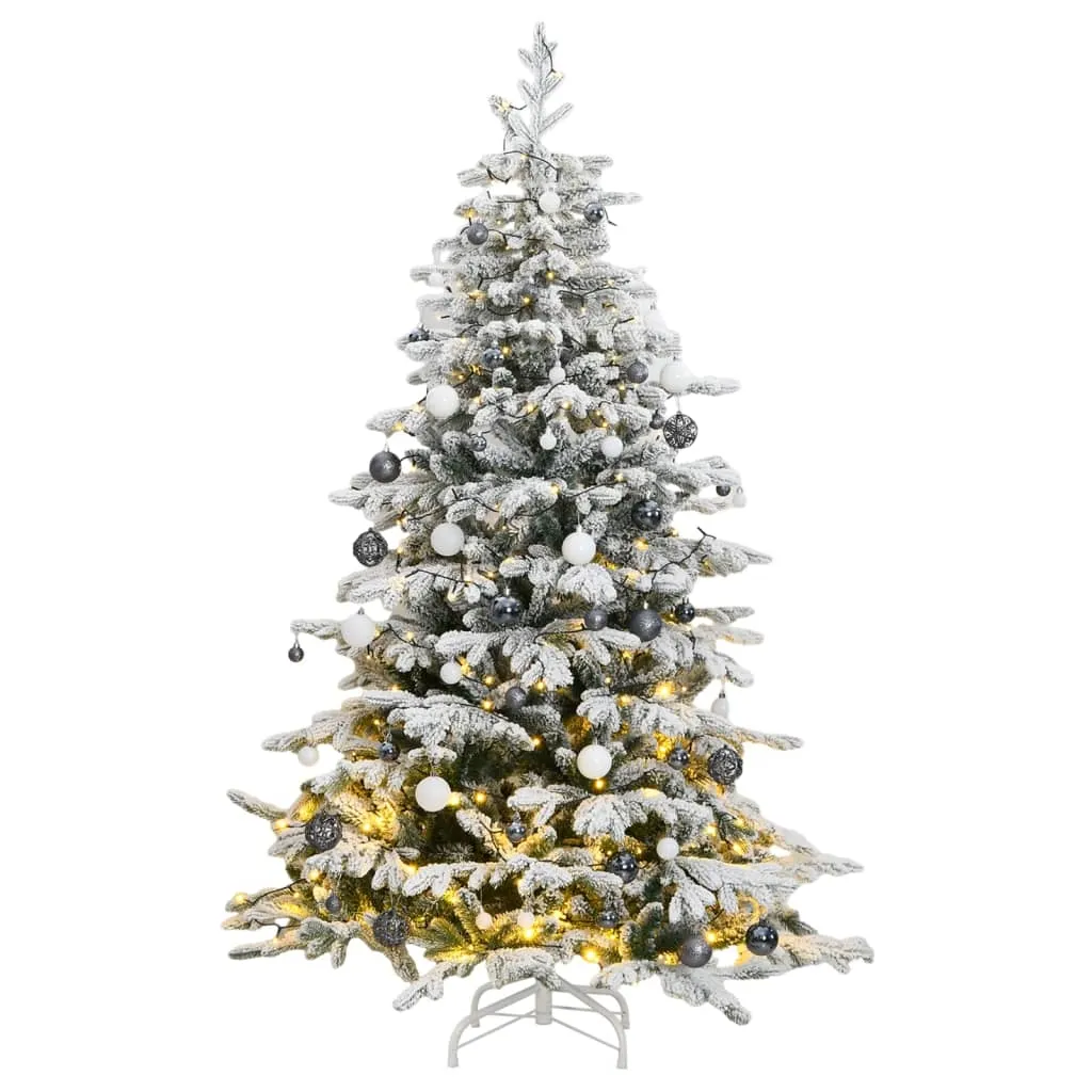 vidaXL Albero Natale Incernierato con 300 LED e Palline 210 cm