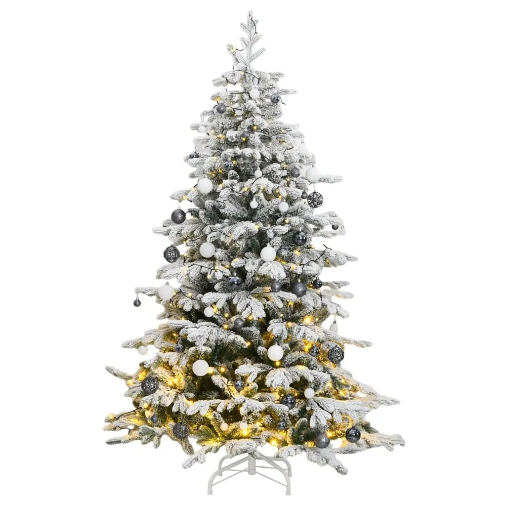 vidaXL Albero Natale Incernierato con 300 LED e Palline 240 cm