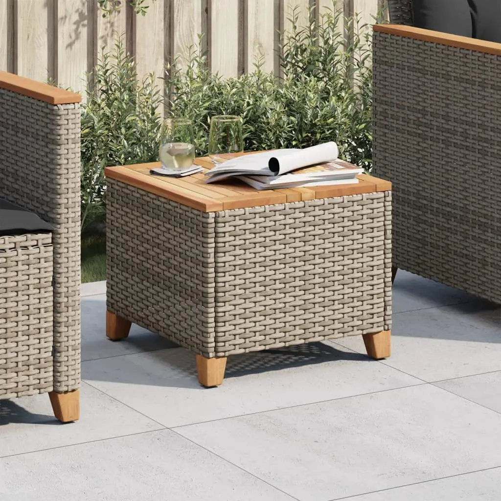 Tavolo da Giardino Grigio 45x45x37 cm Polyrattan e Legno Acacia