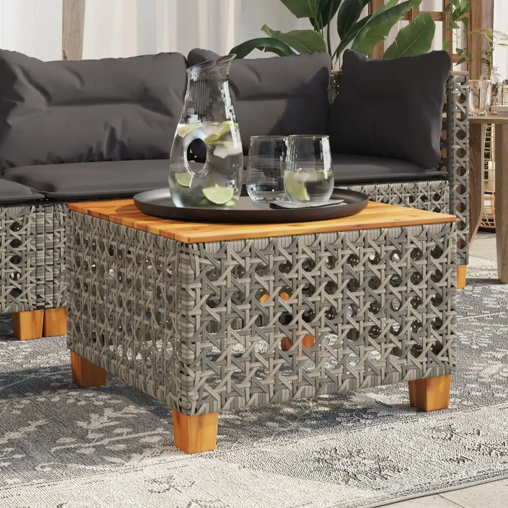 Tavolo da Giardino Grigio 55x55x36 cm Polyrattan e Legno Acacia