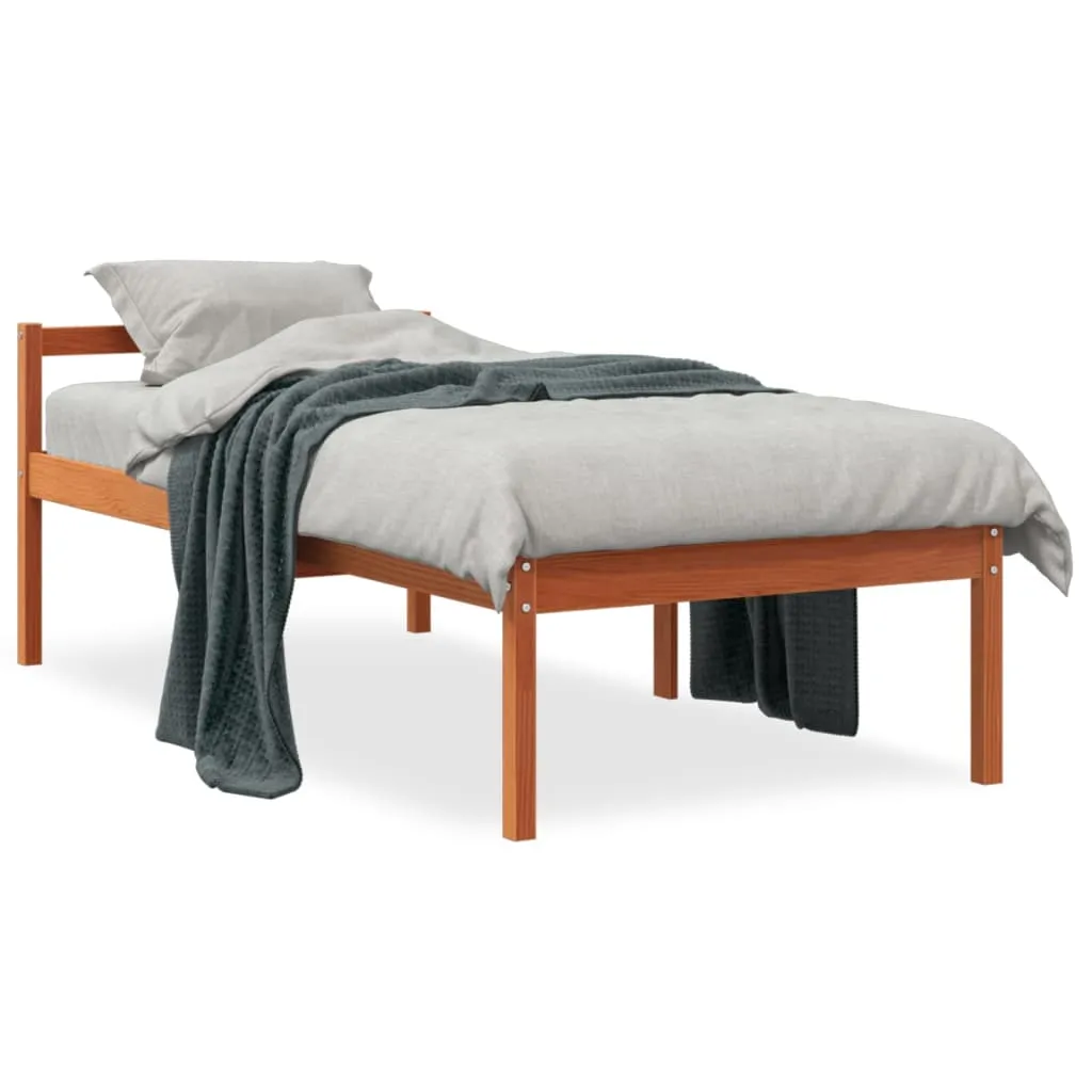 vidaXL Letto per Anziani Marrone Cera 90x190 cm Legno Massello di Pino