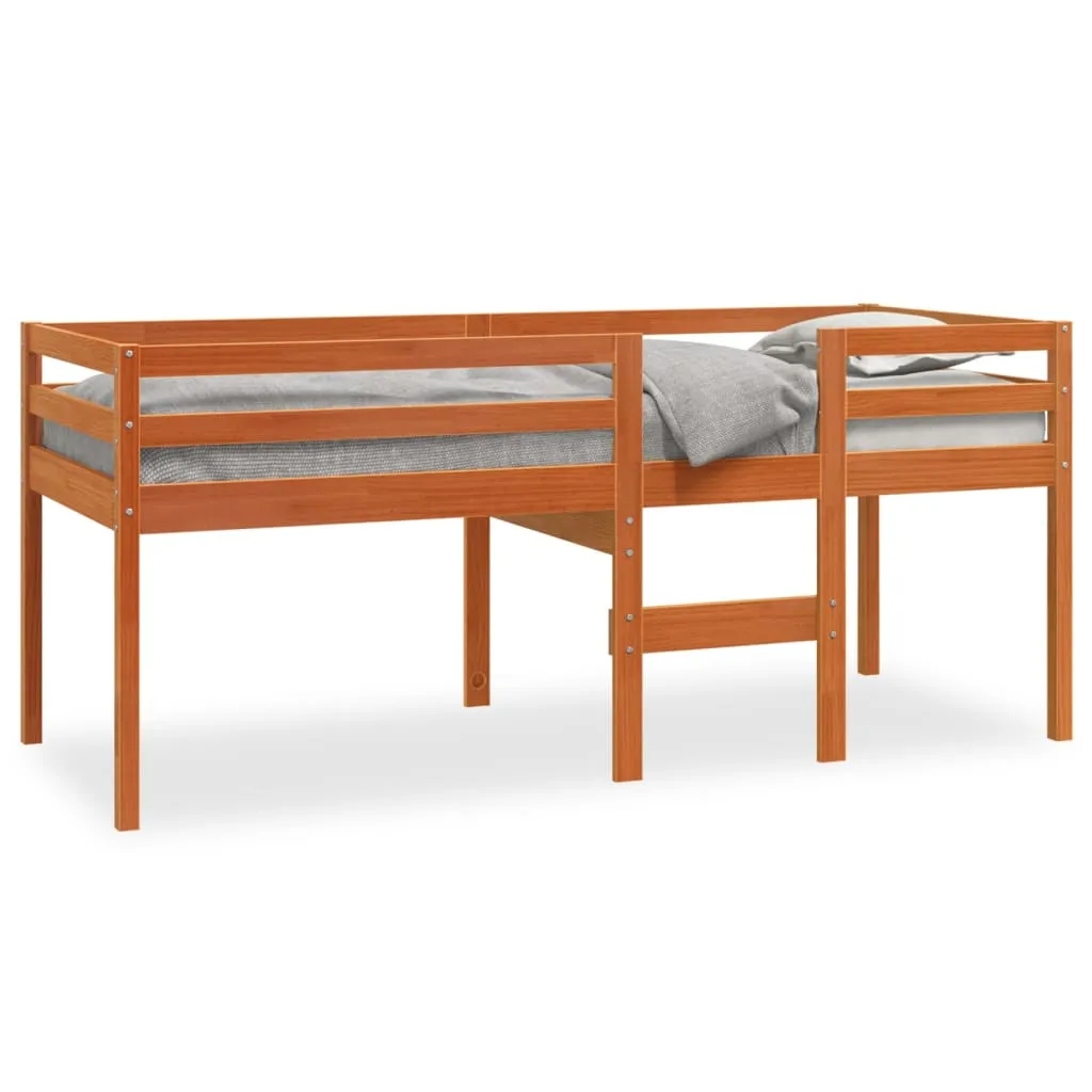 vidaXL Letto a Soppalco Marrone Cera 90x200 cm Legno Massello di Pino