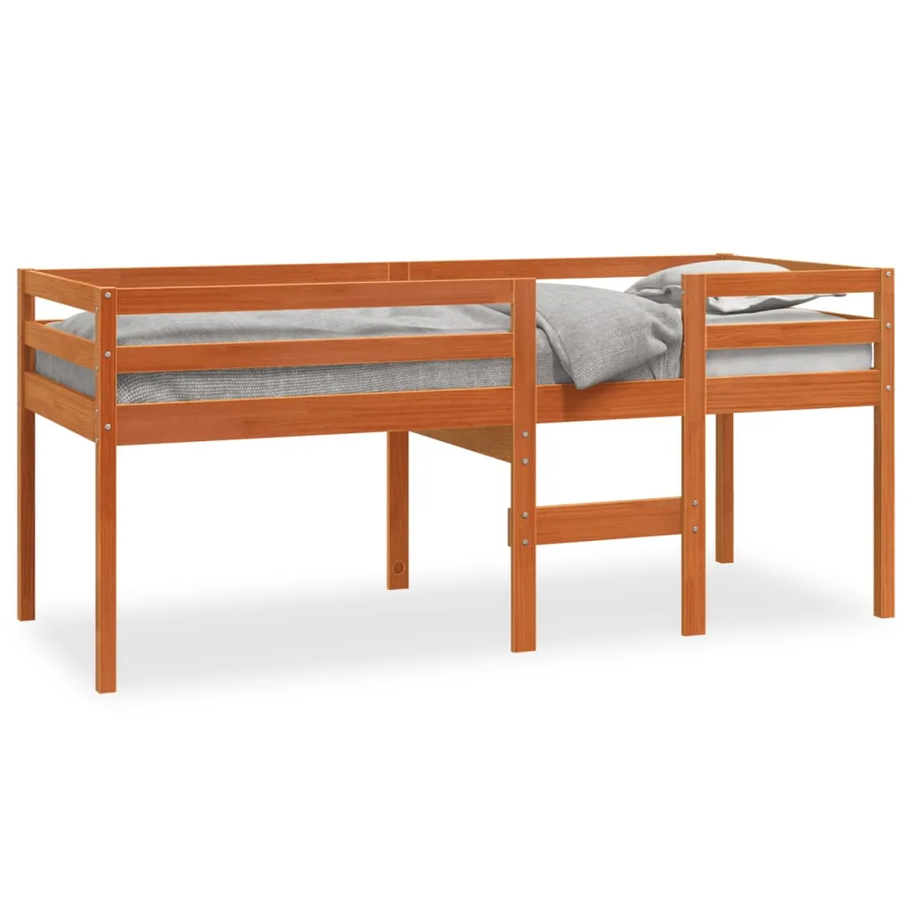 vidaXL Letto a Soppalco Marrone Cera 80x200 cm Legno Massello di Pino