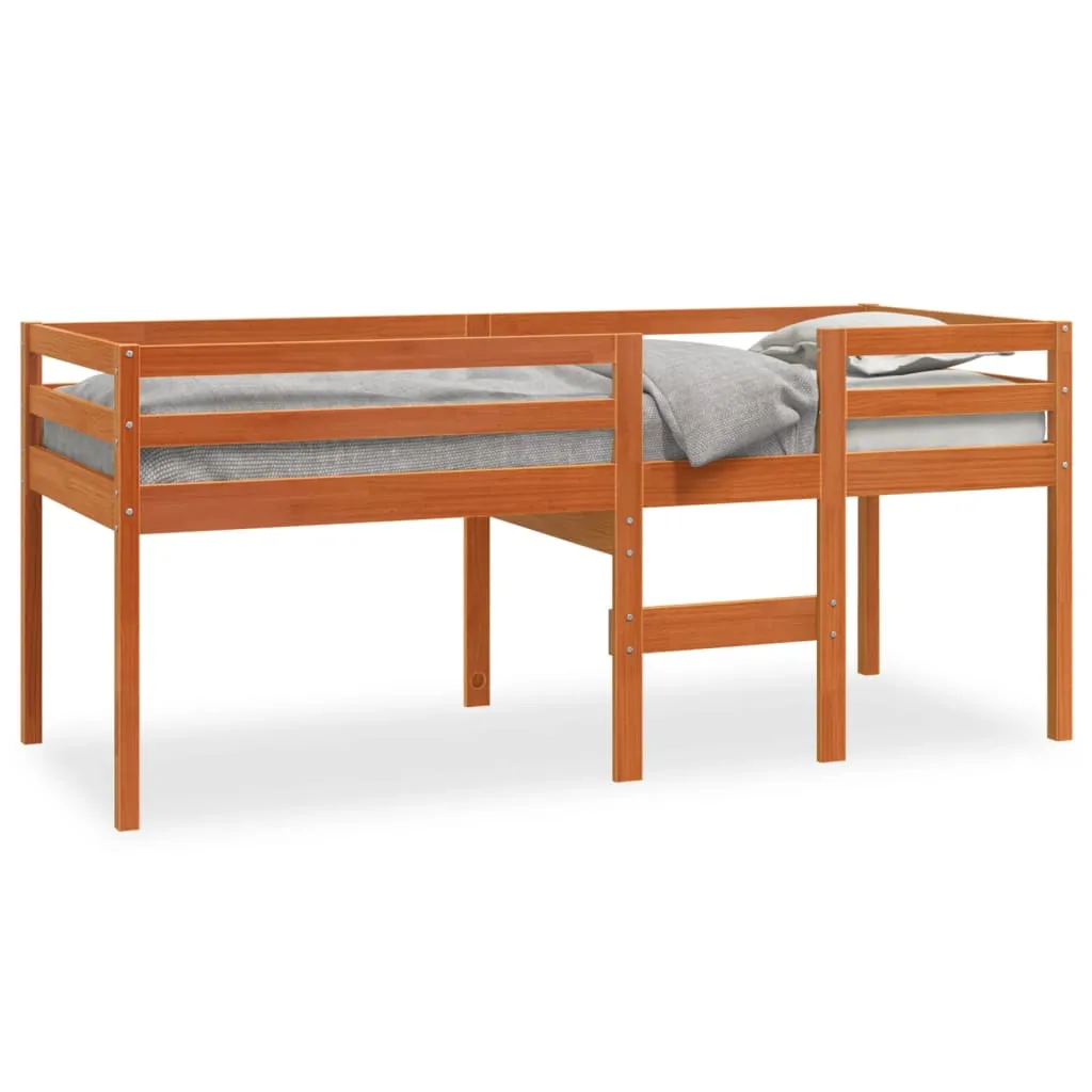 vidaXL Letto a Soppalco Marrone Cera 75x190 cm Legno Massello di Pino