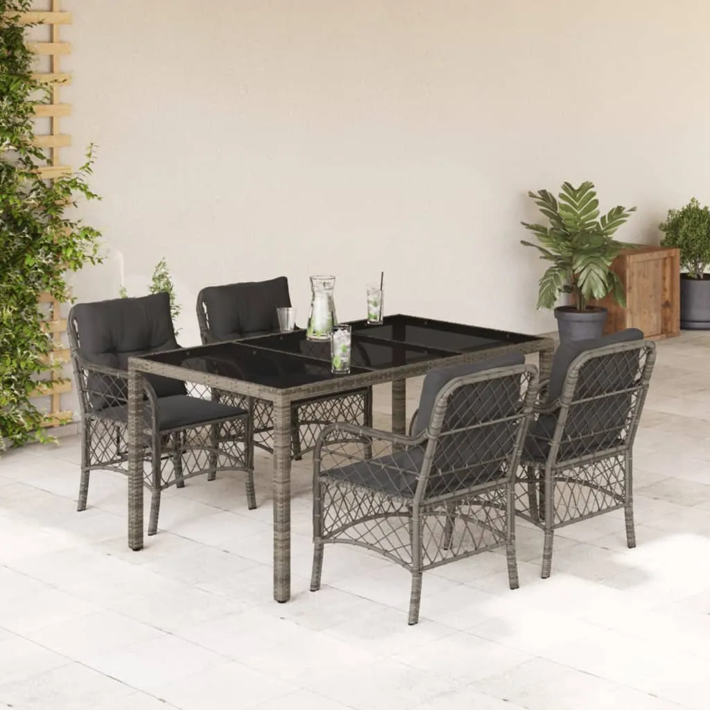 vidaXL Set da Pranzo da Giardino 5 pz con Cuscini in Polyrattan Grigio