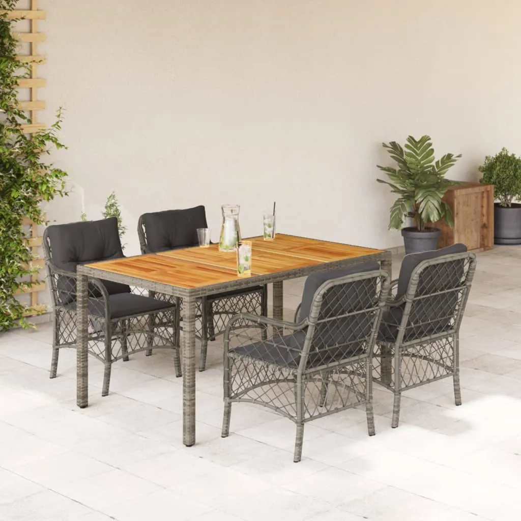 vidaXL Set da Pranzo da Giardino 5 pz con Cuscini in Polyrattan Grigio