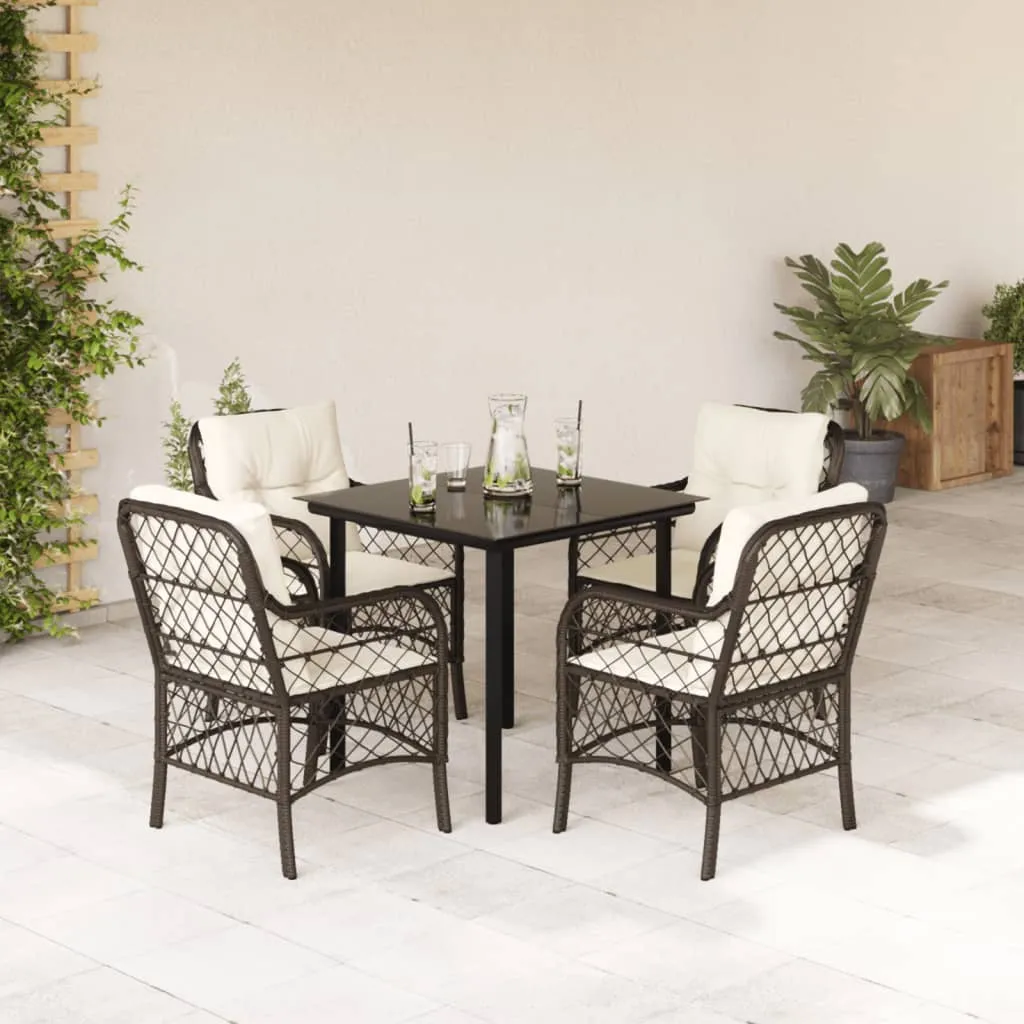 vidaXL Set da Pranzo da Giardino 5pz con Cuscini in Polyrattan Marrone