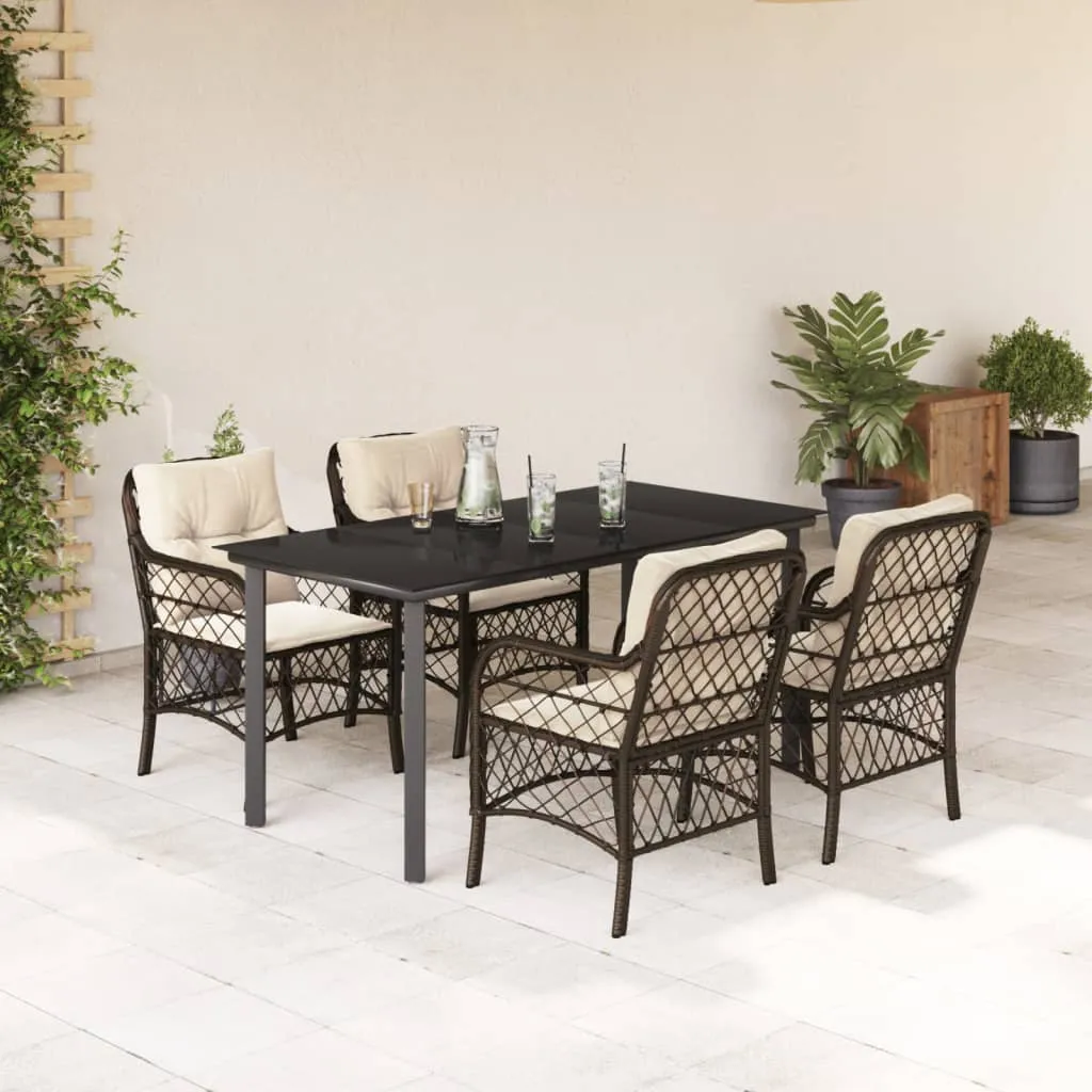 vidaXL Set da Pranzo da Giardino 5pz con Cuscini in Polyrattan Marrone