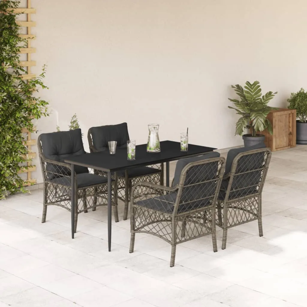 vidaXL Set da Pranzo da Giardino 5 pz con Cuscini in Polyrattan Grigio