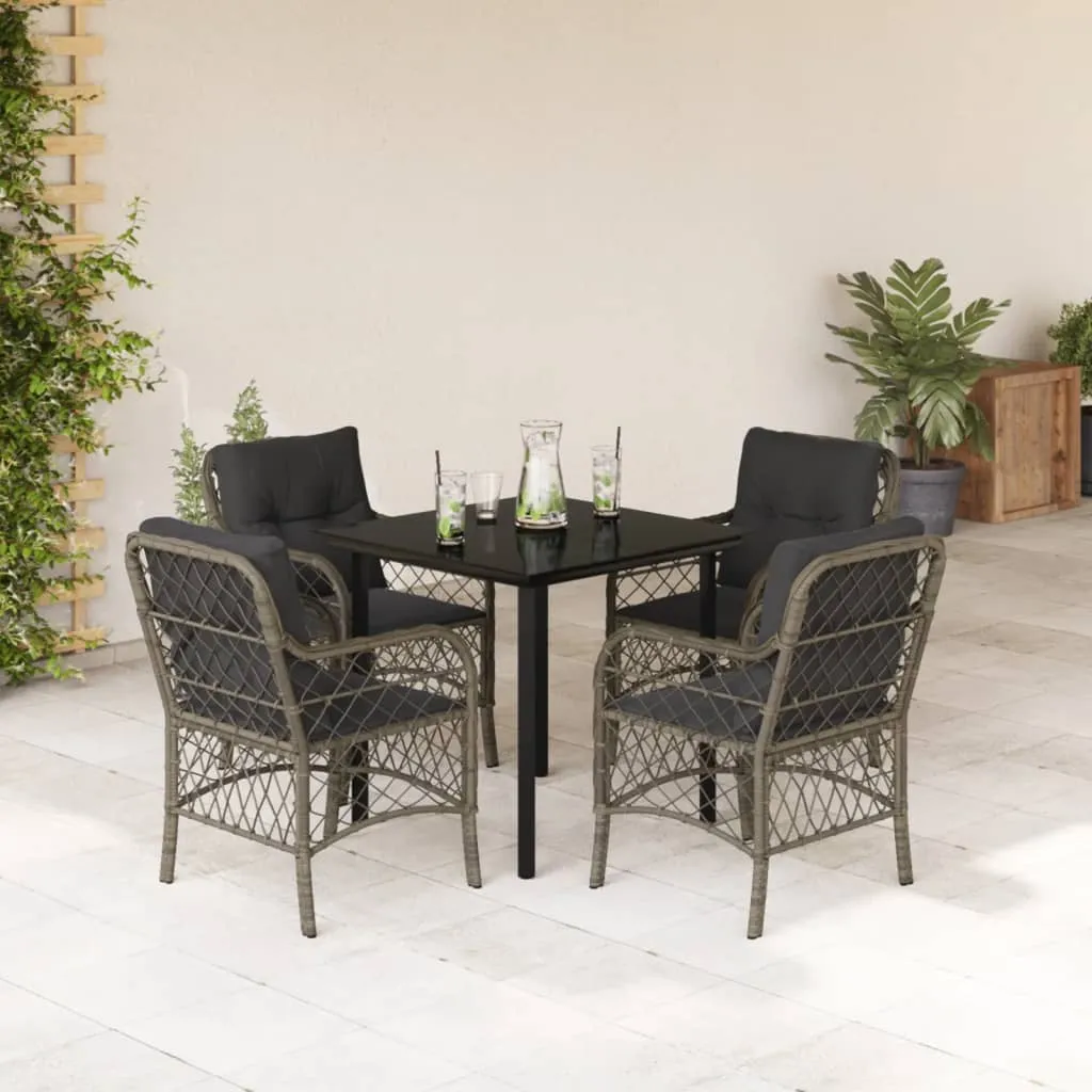 vidaXL Set da Pranzo da Giardino 5 pz con Cuscini in Polyrattan Grigio