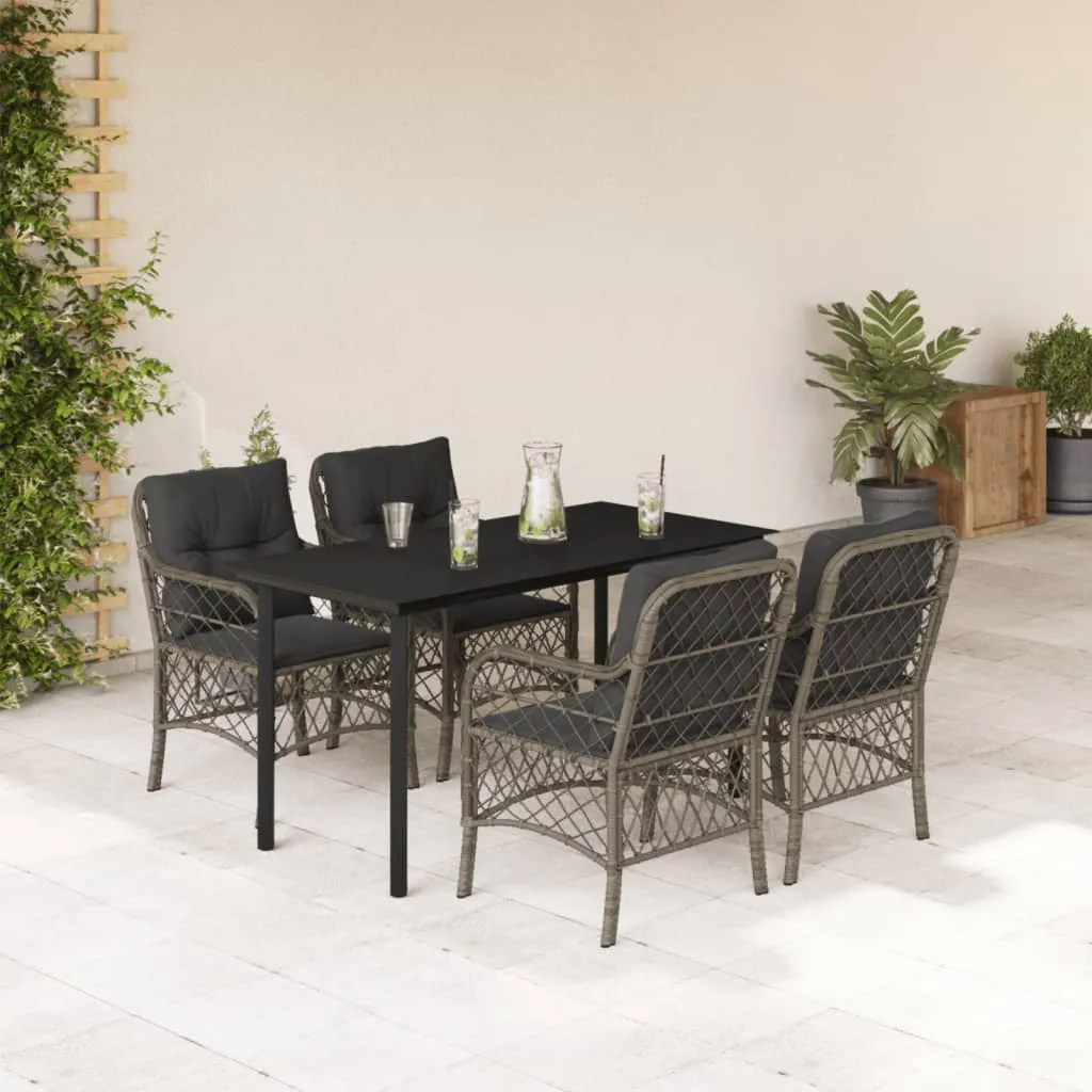 vidaXL Set da Pranzo da Giardino 5 pz con Cuscini in Polyrattan Grigio