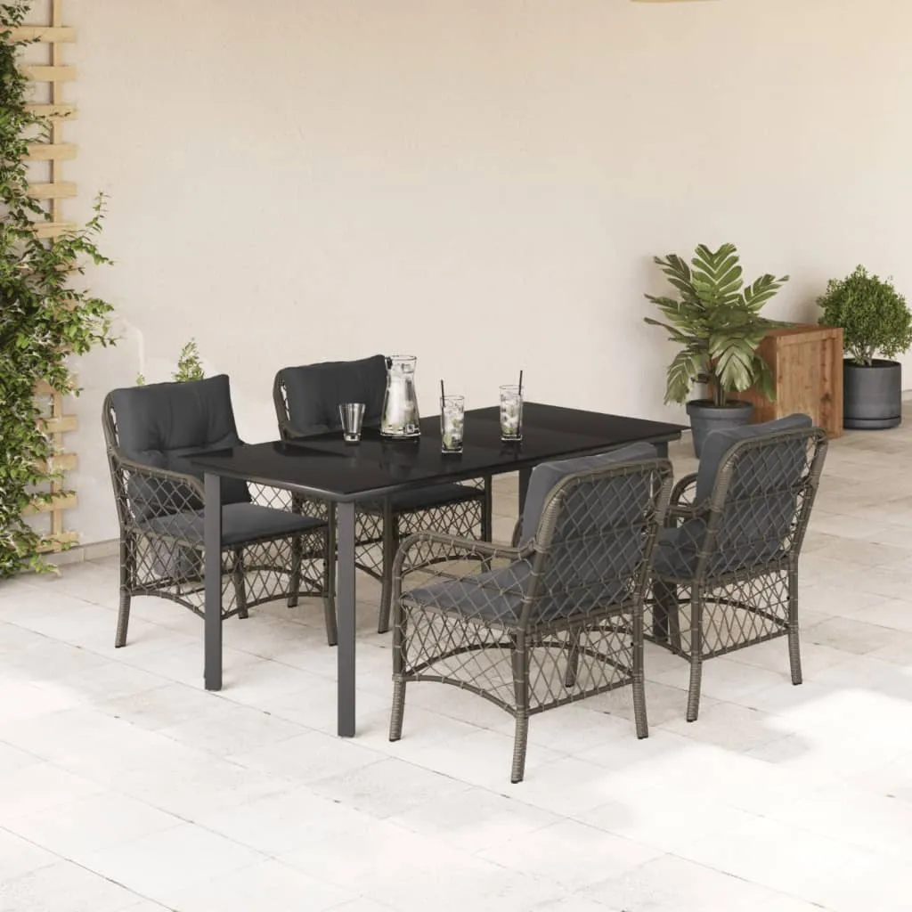 vidaXL Set da Pranzo da Giardino 5 pz con Cuscini in Polyrattan Grigio