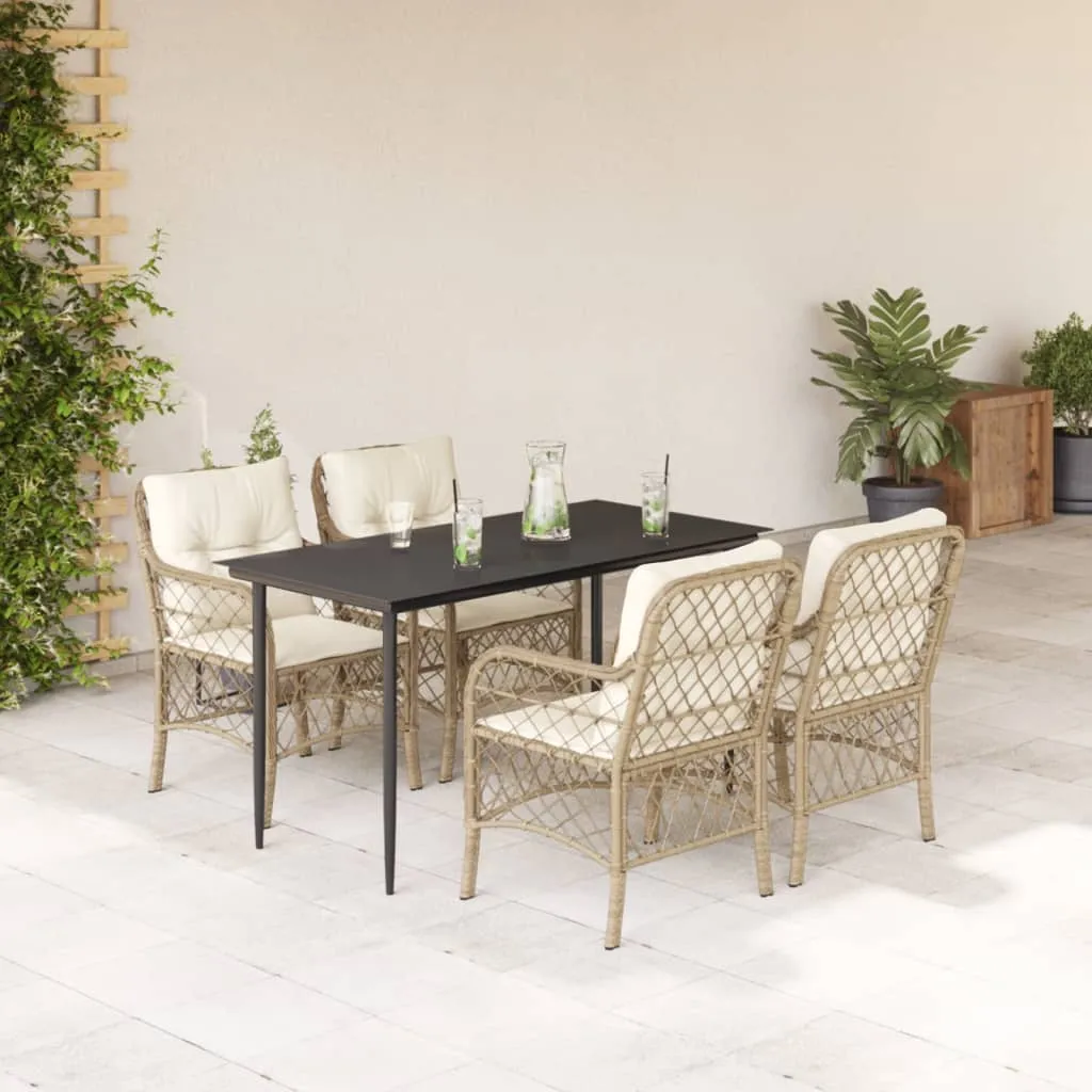 vidaXL Set da Pranzo da Giardino 5 pz con Cuscini Beige in Polyrattan