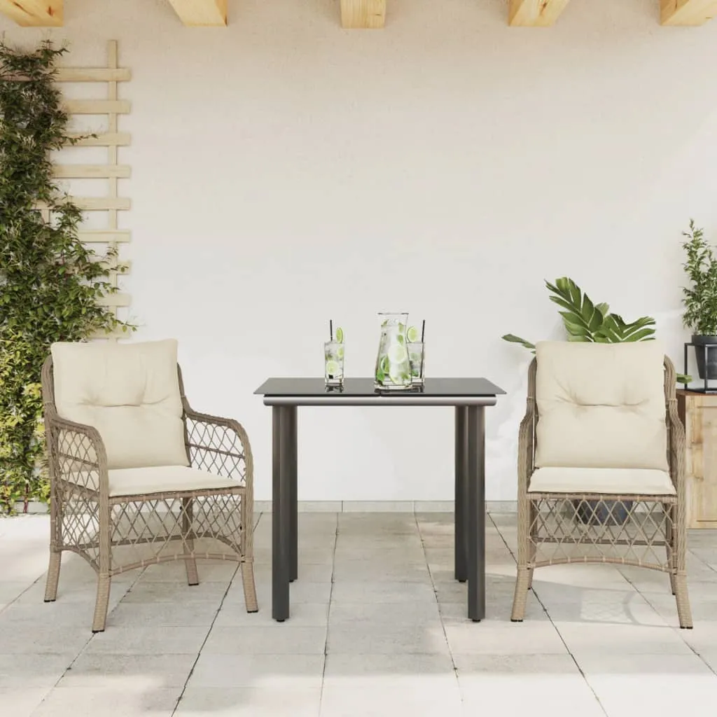 vidaXL Set da Bistrò 3 pz con Cuscini Beige in Polyrattan