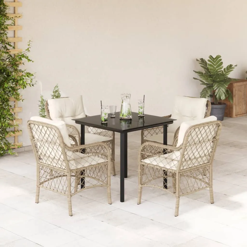 vidaXL Set da Pranzo da Giardino 5 pz con Cuscini Beige in Polyrattan