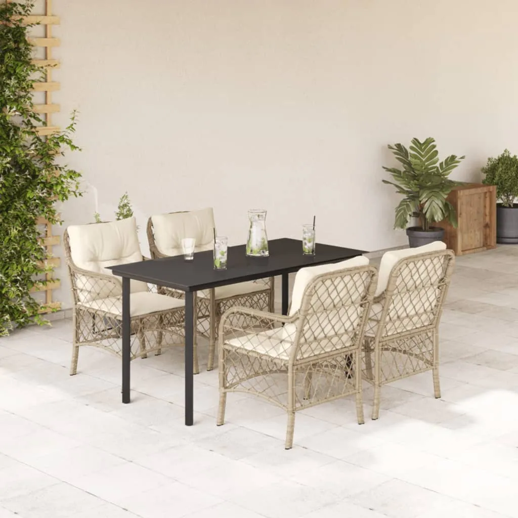 vidaXL Set da Pranzo da Giardino 5 pz con Cuscini Beige in Polyrattan