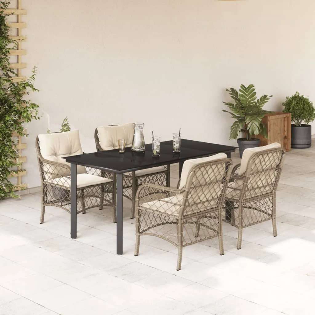 vidaXL Set da Pranzo da Giardino 5 pz con Cuscini Beige in Polyrattan