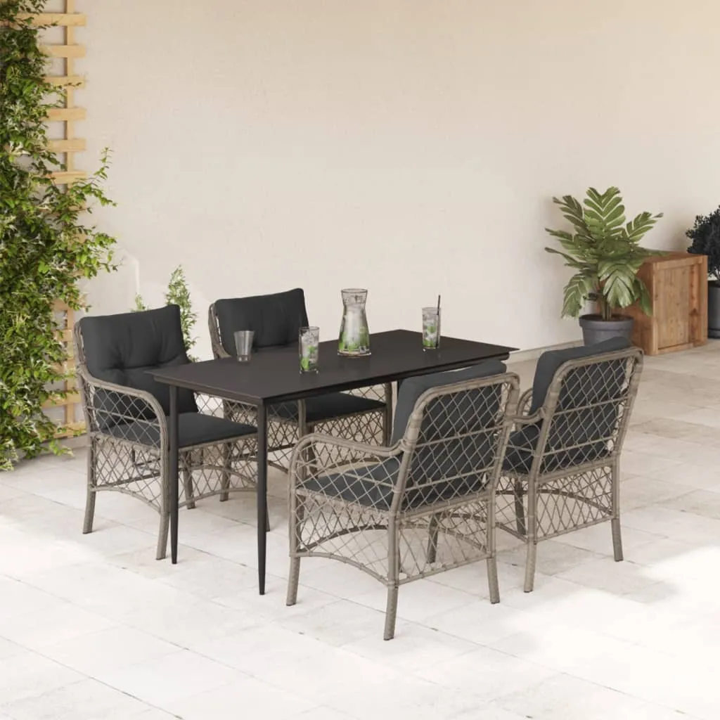 vidaXL Set Pranzo da Giardino 5pz con Cuscini Grigio Chiaro Polyrattan