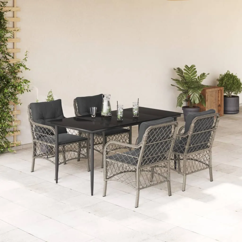 vidaXL Set Pranzo da Giardino 5pz con Cuscini Grigio Chiaro Polyrattan