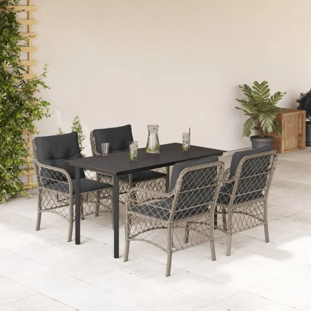 vidaXL Set Pranzo da Giardino 5pz con Cuscini Grigio Chiaro Polyrattan