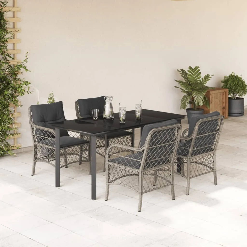 vidaXL Set Pranzo da Giardino 5pz con Cuscini Grigio Chiaro Polyrattan