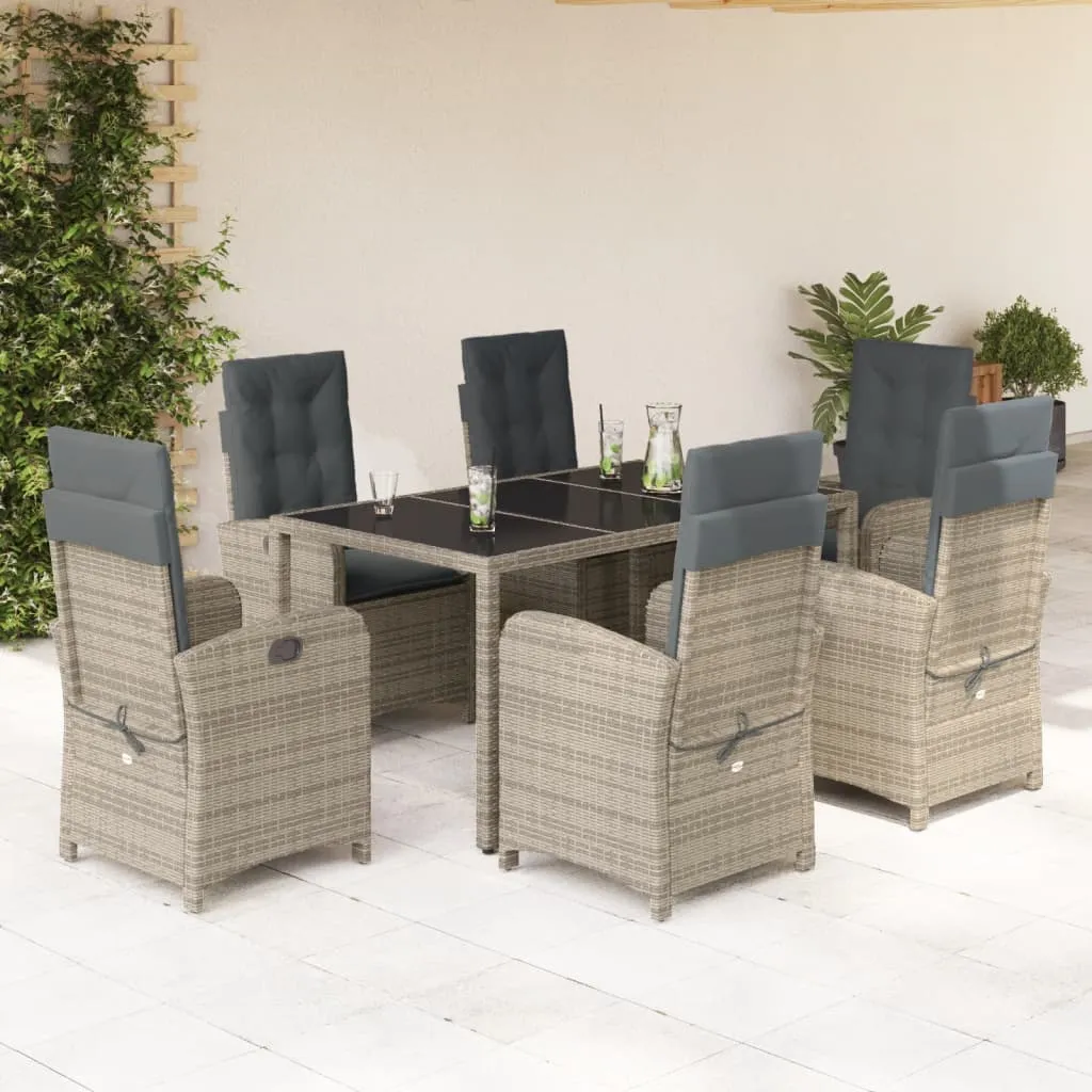 vidaXL Set da Pranzo da Giardino 7 pz con Cuscini in Polyrattan Grigio