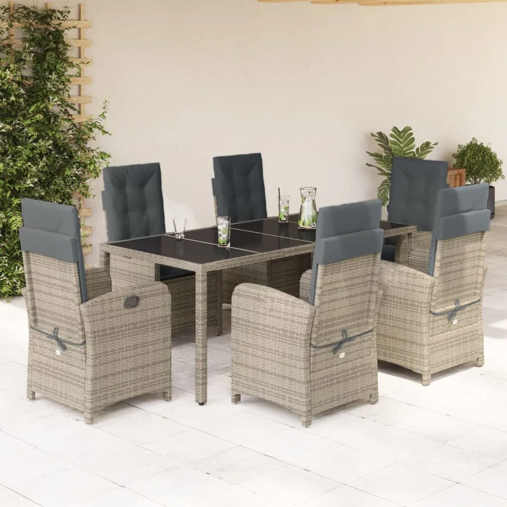 vidaXL Set da Pranzo da Giardino 7 pz con Cuscini in Polyrattan Grigio