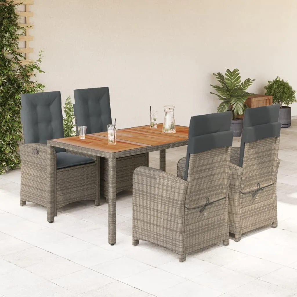 vidaXL Set da Pranzo da Giardino 5 pz con Cuscini in Polyrattan Grigio