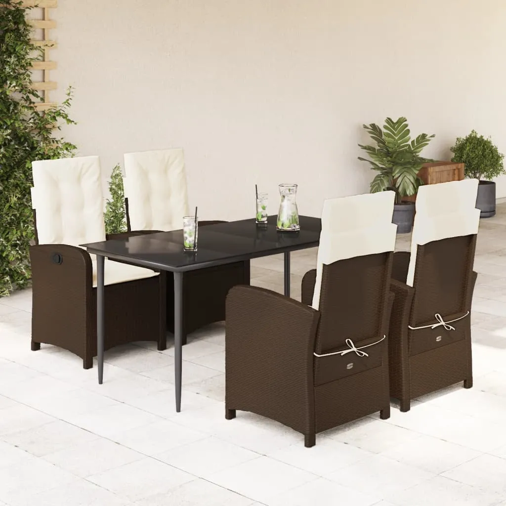 vidaXL Set da Pranzo da Giardino 5pz con Cuscini in Polyrattan Marrone